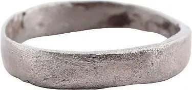 VIKING WARRIOR'S WEDDING RING, SIZE 6: Title: VIKING WARRIOR'S WEDDING RING, SIZE 6 Description: 9th-11th century AD. Silvered bronze, size for the small finger as was the custom. 3.5mm band with a low rounded face. Made with a core fillin