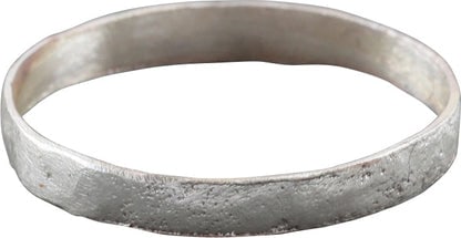 VIKING WEDDING RING, 10TH-11TH CENTURY AD, SIZE 5: Title: VIKING WEDDING RING, 10TH-11TH CENTURY AD, SIZE 5 Description: 10th-11th century AD. Silvered bronze Size 5, 2.2mm width, with low rounded face. Surface lightly textured from burial. Vikings ex