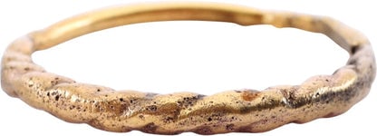 VIKING ROPED OR TWIST WEDDING RING, SIZE 11: Title: VIKING ROPED OR TWIST WEDDING RING, SIZE 11 Description: Cambridgeshire, England, 866-1067 AD. Oval form, size 11. 1.5mm at the bottom swelling to 2.5mm at the top. Well modeled roped motif