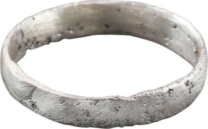 VIKING WEDDING RING, 10th-11th CENTURY AD, SIZE 3 ½: Title: VIKING WEDDING RING, 10th-11th CENTURY AD, SIZE 3 ½ Description: 10th-11th century AD. Silvered bronze Size 3 ½ for the small finger as was the custom. 2.8mm width, with low rounded f