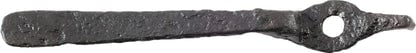 EUROPEAN POWDER FLASK BELT HOOK: Title: EUROPEAN POWDER FLASK BELT HOOK Description: See Der Sporn, Pl II #1-3 for similar examples. This example in iron as seldom seen, others mostly being bronze. 3 1/2" width for a broad heel proba