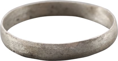 VIKING WEDDING RING, 9TH CENTURY AD, SZ 9 1/2: Title: VIKING WEDDING RING, 9TH CENTURY AD, SZ 9 1/2 Description: Cambridgeshire England. Size 9 1/2. Gilt bronze, 3.2mm rounded face band. Professionally refurbished with the pure silver surface rest