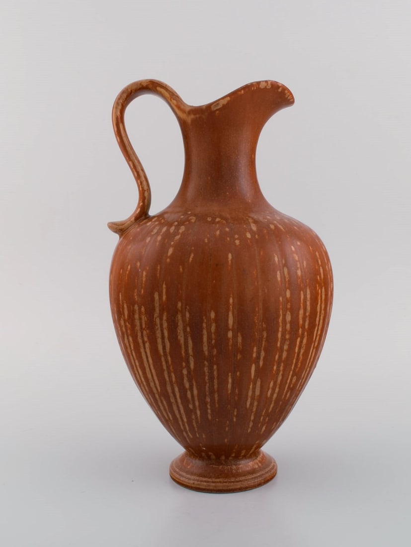 Gunnar Nylund for Rörstrand. Large vase with handle in glazed stoneware. Beautiful glaze in - 5