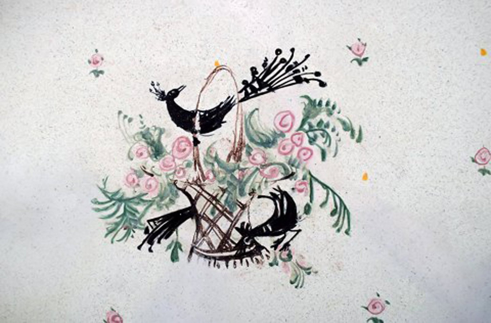 Bjørn Wiinblad: Rare and early unique large oval platter decorated with flower basket and - 4