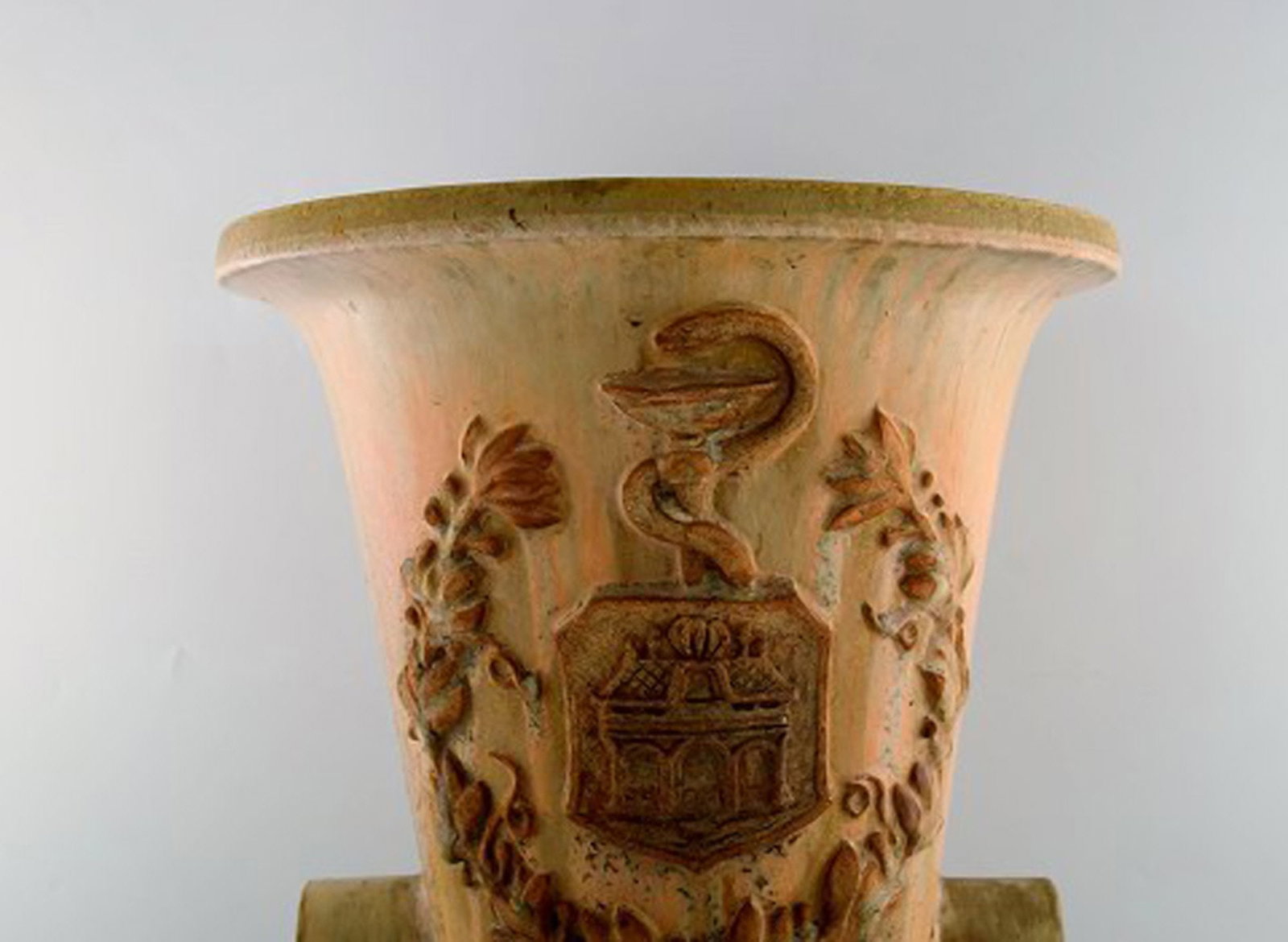 Colossal Arne Bang unique vase in glazed ceramics with brand from pharmacy in Aalborg, Denmark. - 2