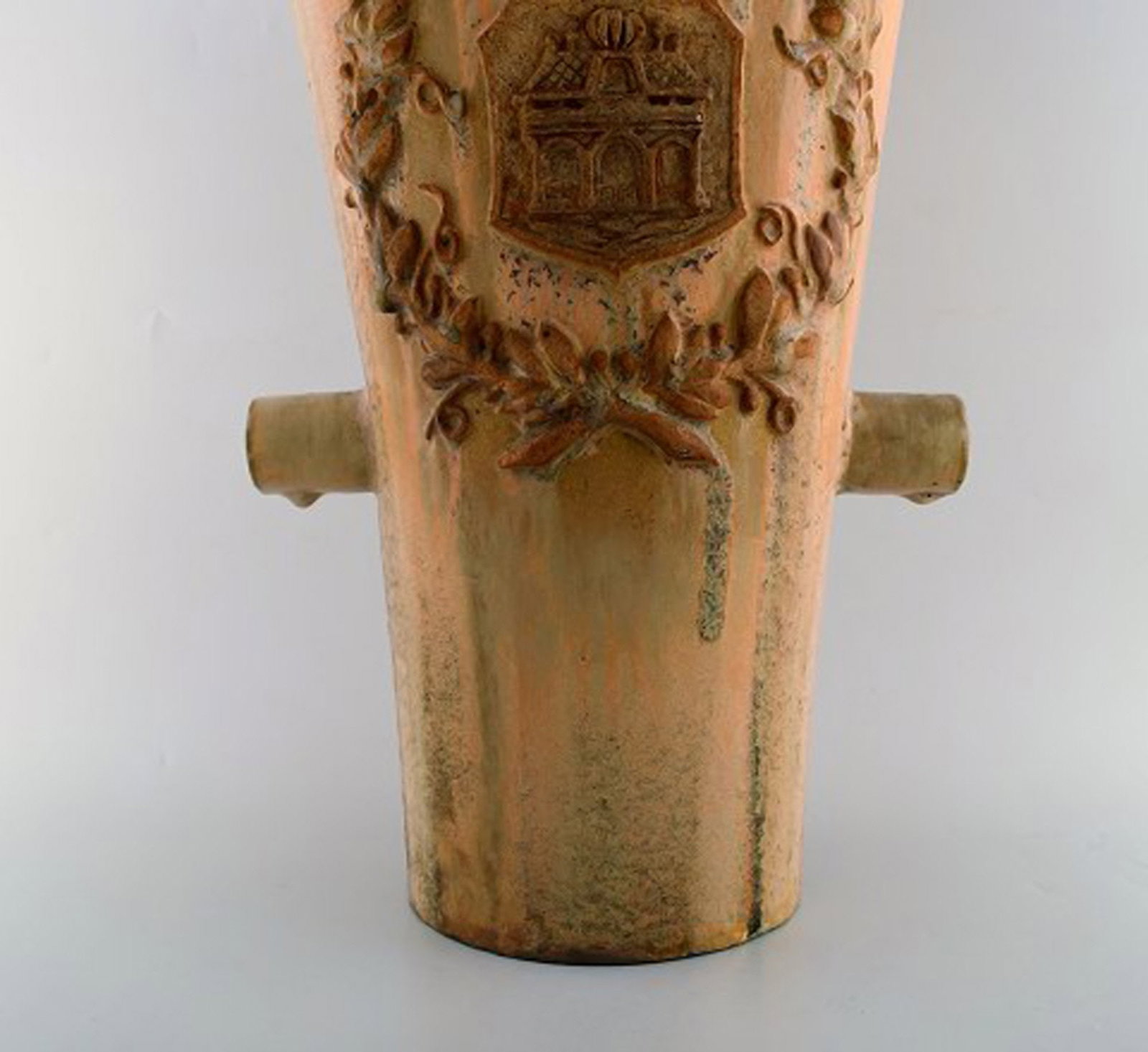 Colossal Arne Bang unique vase in glazed ceramics with brand from pharmacy in Aalborg, Denmark. - 3