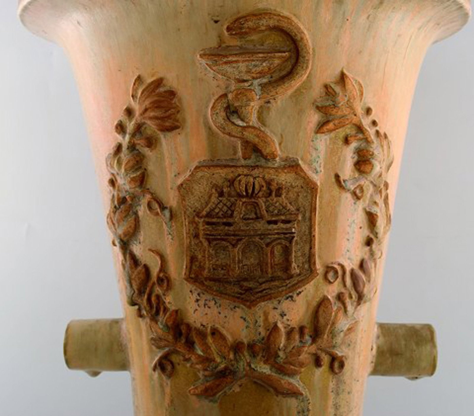 Colossal Arne Bang unique vase in glazed ceramics with brand from pharmacy in Aalborg, Denmark. - 4