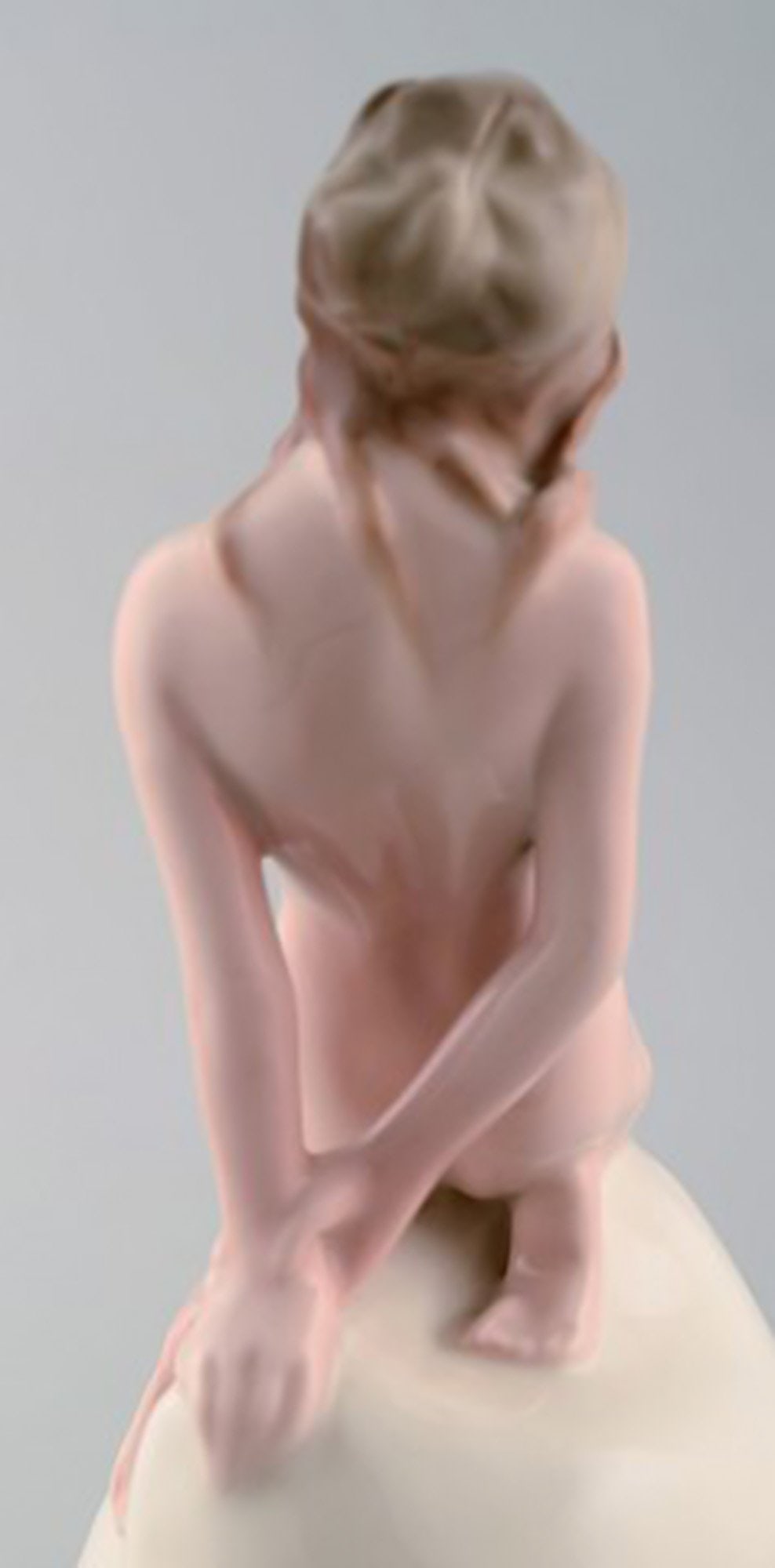 Vicken von Post for Rörstrand, Rare art deco figure in porcelain. Young nude woman on stone. - 7