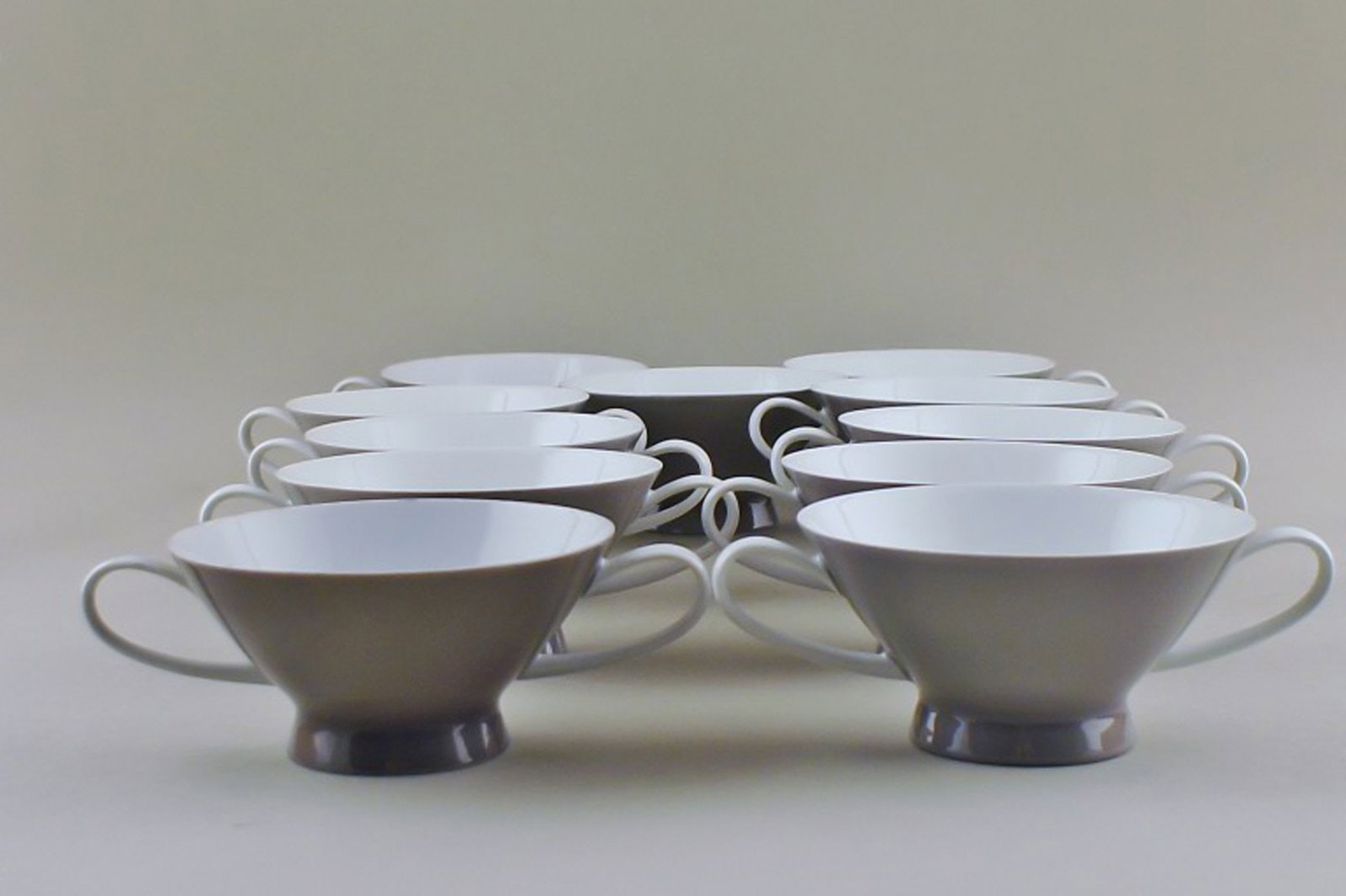 Rosenthal bouillon cups, 11 pcs. Beautiful modern design, in dark gray.: Brand: Rosenthal Rosenthal bouillon cups, 11 pcs. Beautiful modern design, in dark gray. Reserve: $259.00 Shipping: Domestic: Shipping rates are determined by destination International: Foreign