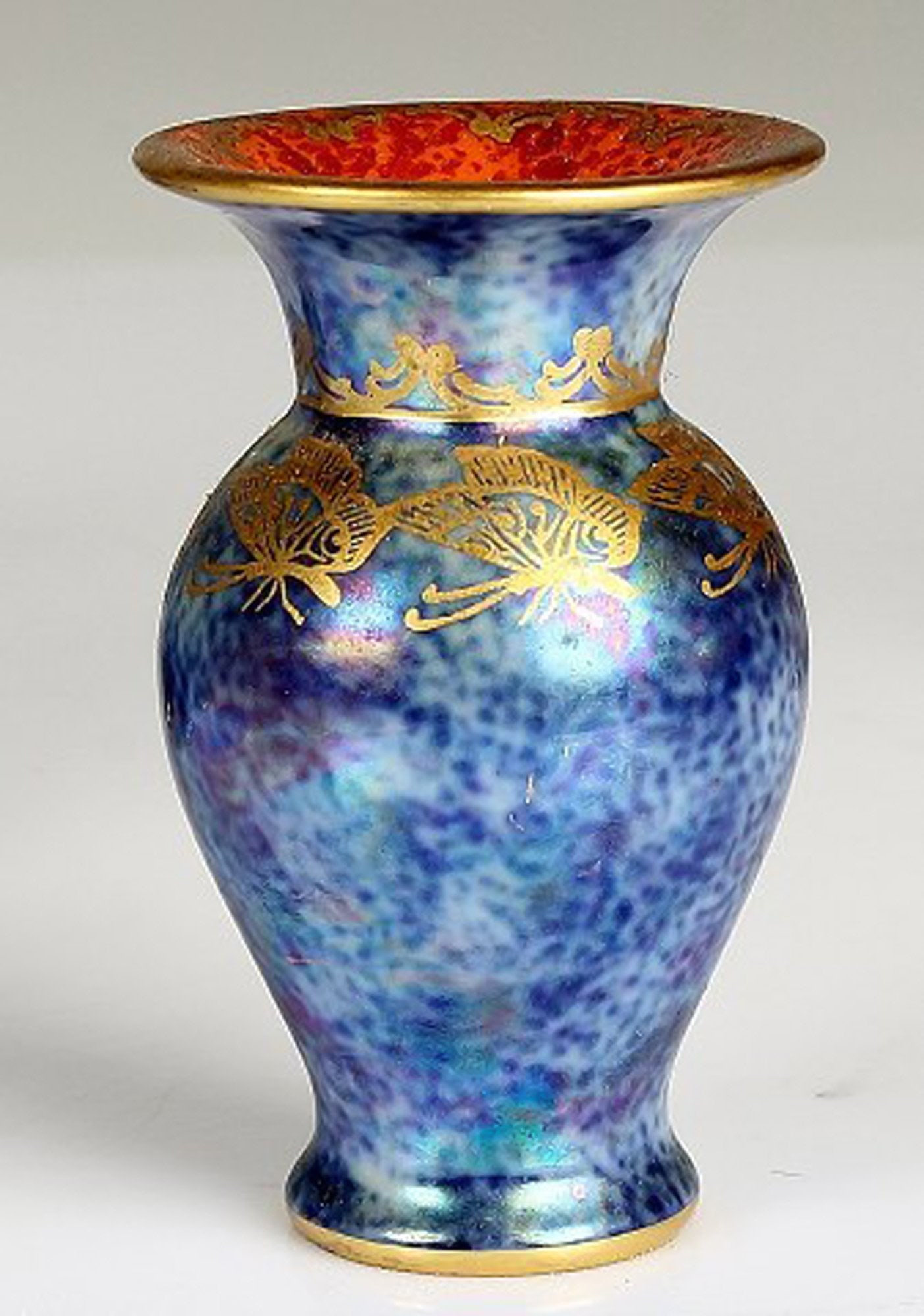 Rosenthal vases. Blue with golden insects and red interior. 8 pcs. in stock. - 2
