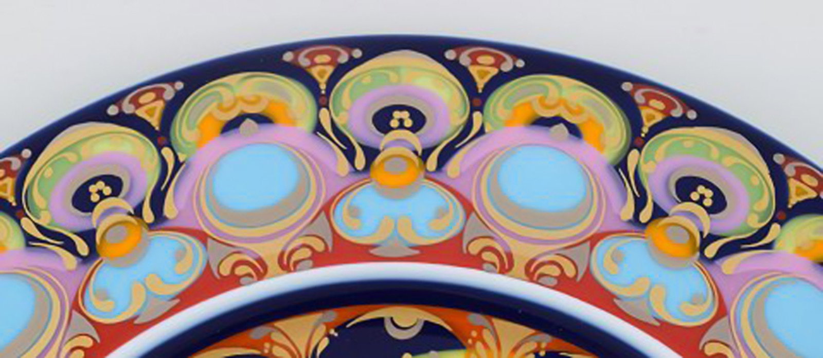 Rare hand painted Rosenthal Bjørn Wiinblad Christmas plate from 1976. "Angel with trumpet". - 3