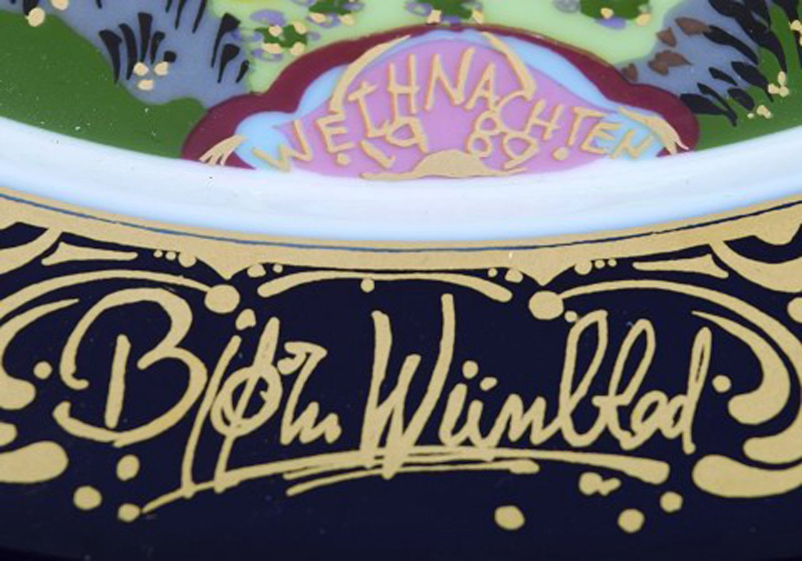 Bjørn Wiinblad for Rosenthal. Christmas plate in porcelain from 1989. - 3