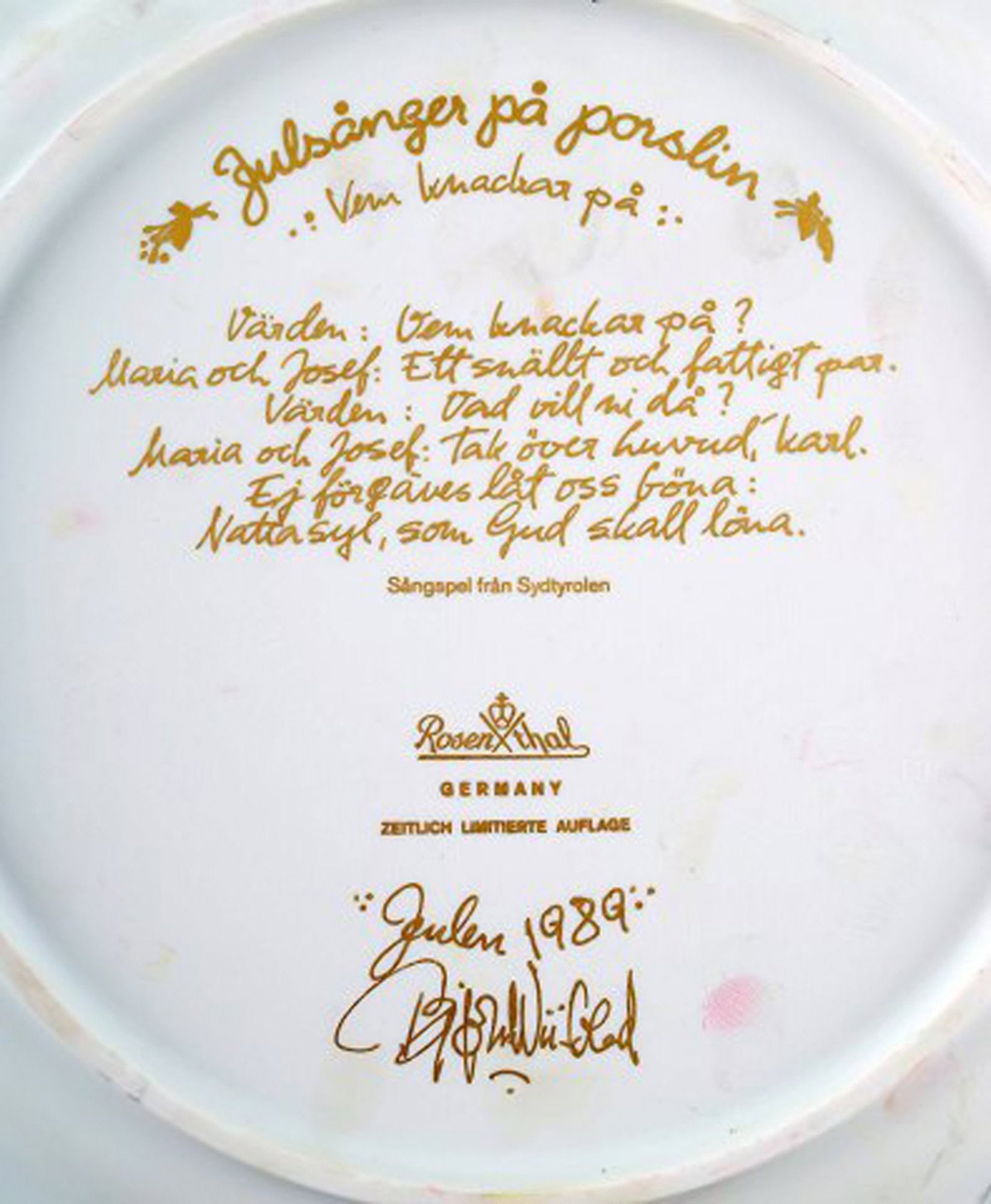 Bjørn Wiinblad for Rosenthal. Christmas plate in porcelain from 1989. - 4
