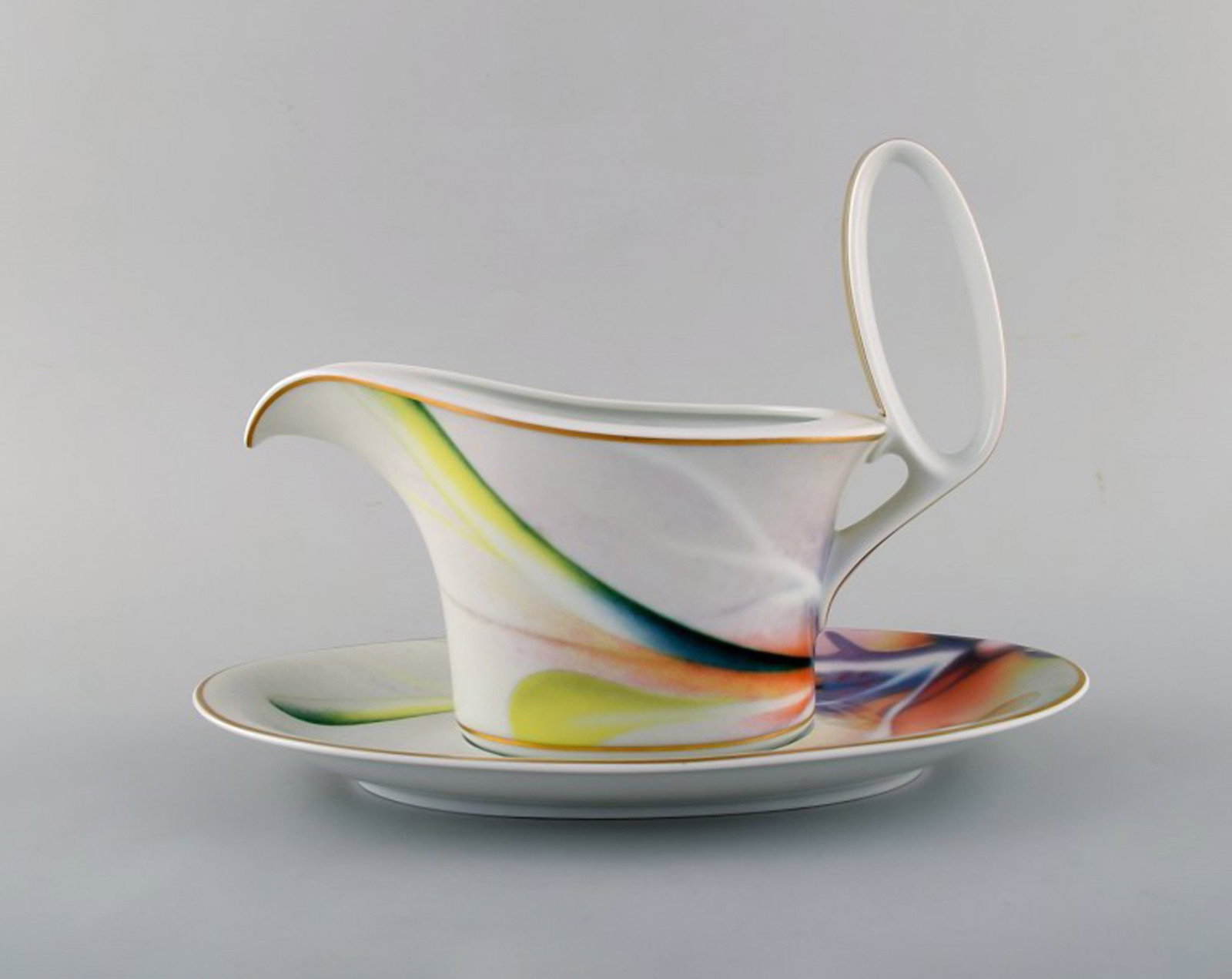 Paul Wunderlich for Rosenthal. Large "Mythos" sauce boat with saucer in porcelain. 1980 / 90's.: Brand: Rosenthal Paul Wunderlich for Rosenthal. Large "Mythos" sauce boat with saucer in porcelain. 1980 / 90's. Reserve: $210.00 Shipping: Domestic: Shipping rates are determined by destination