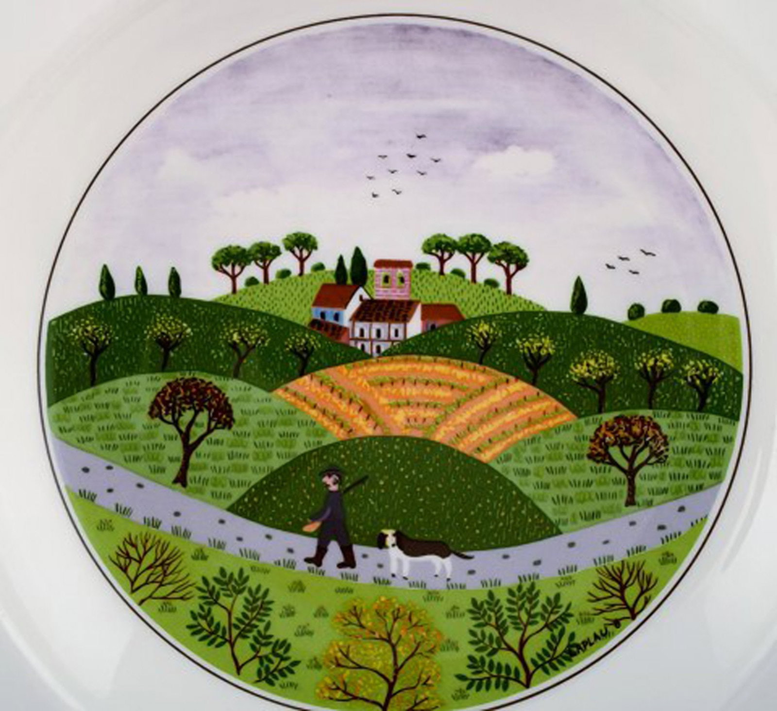 Villeroy & Boch Naif dinner service in porcelain. A set of 6 deep plates decorated with naivist - 4