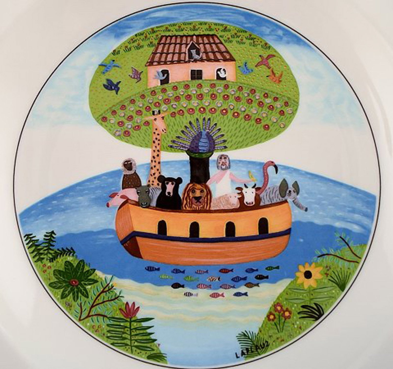 Villeroy & Boch Naif dinner service in porcelain. A set of 6 deep plates decorated with naivist - 6