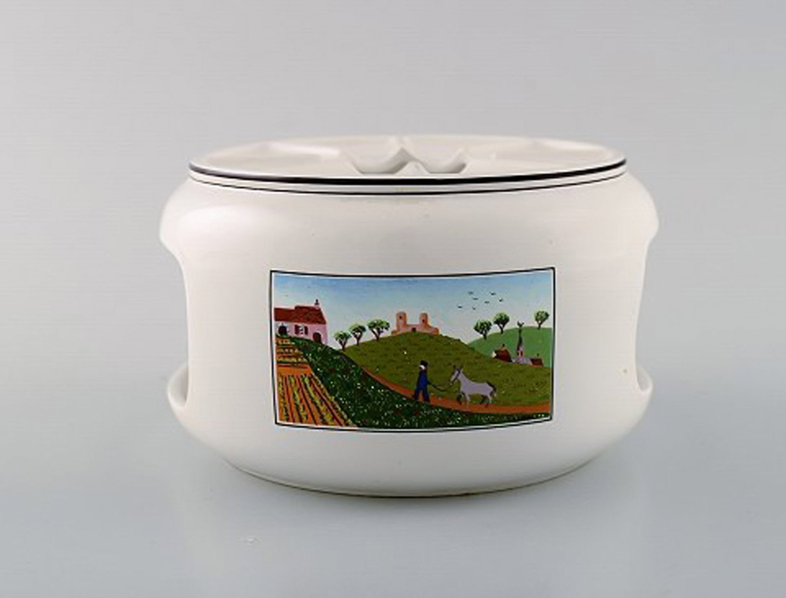 Villeroy & Boch Naif tea cozy for tea lights in porcelain decorated with naivist village motifs. - 2