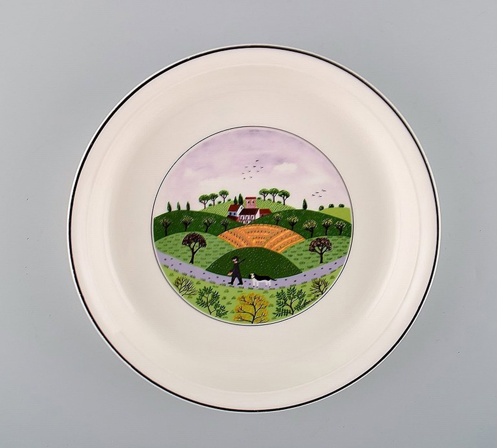 Villeroy & Boch Naif oven proof dish in porcelain decorated with naivist village motif.: Brand: Villeroy & Boch Villeroy & Boch Naif oven proof dish in porcelain decorated with naivist village motif. Reserve: $119.00 Shipping: Domestic: Shipping rates are determined by destination