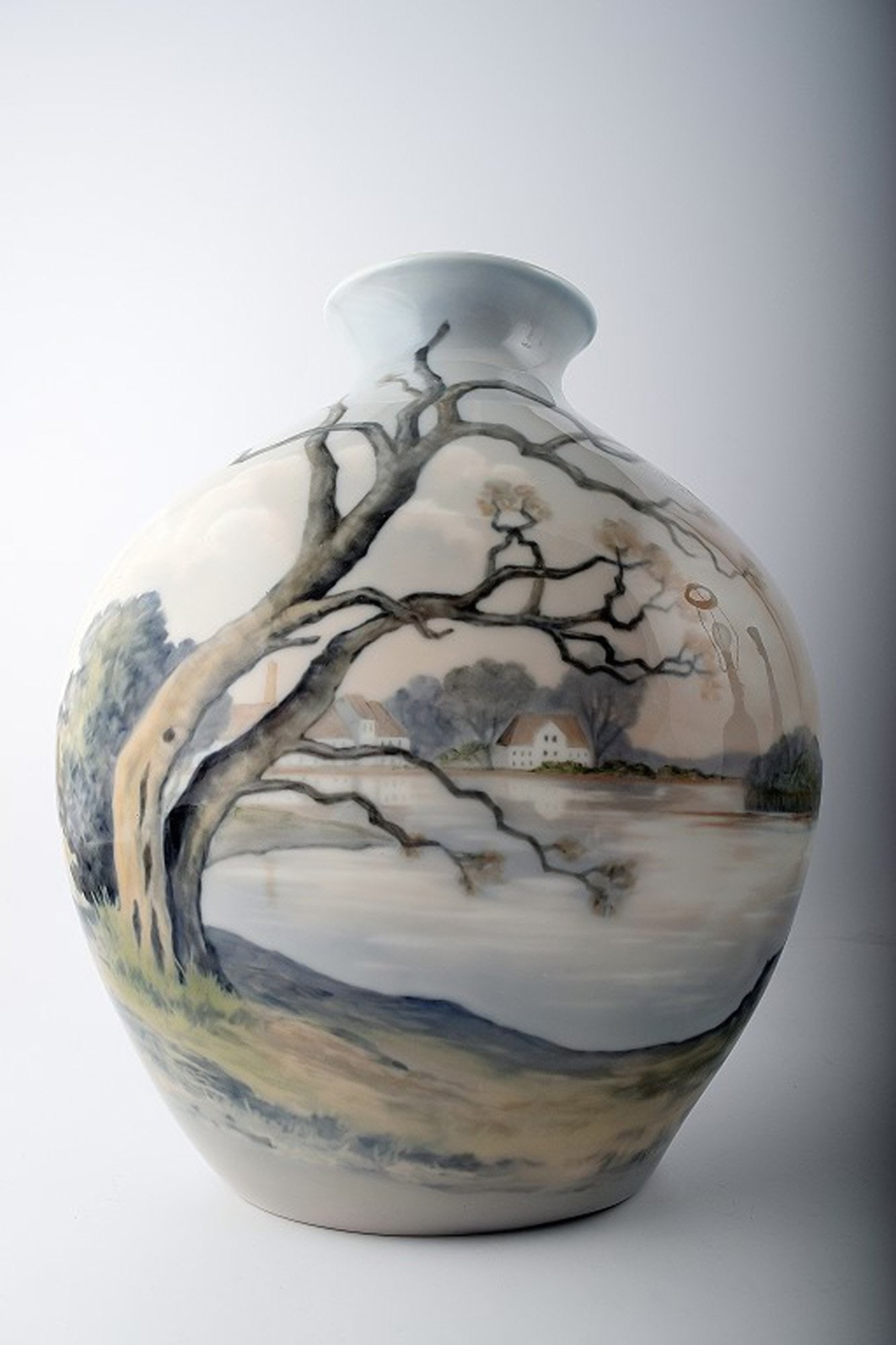 B&G, Bing & Grondahl vase landscape around 1920.: Brand: Bing & Grøndahl B&G, Bing & Grondahl vase landscape around 1920. Reserve: $224.00 Shipping: Domestic: Shipping rates are determined by destination International: Foreign shipping rates