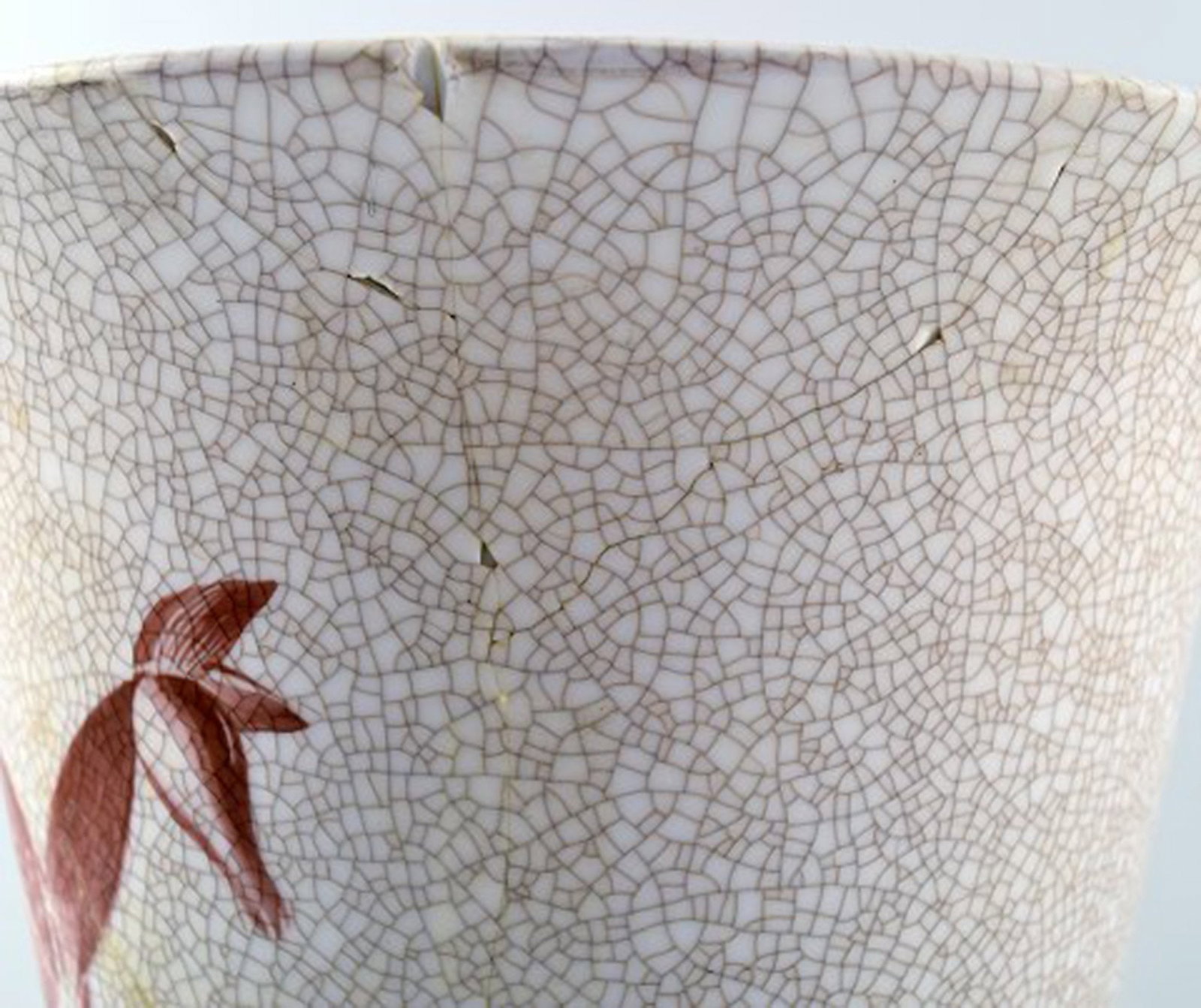 Art deco crackle porcelain vase, B&G, Bing & Grondahl, decorated with a deer. - 4