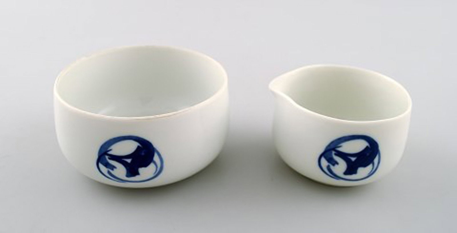 Bing & Grondahl Blue Koppel, Henning Koppel sugar bowl and creamer # 302 and 303. - 2