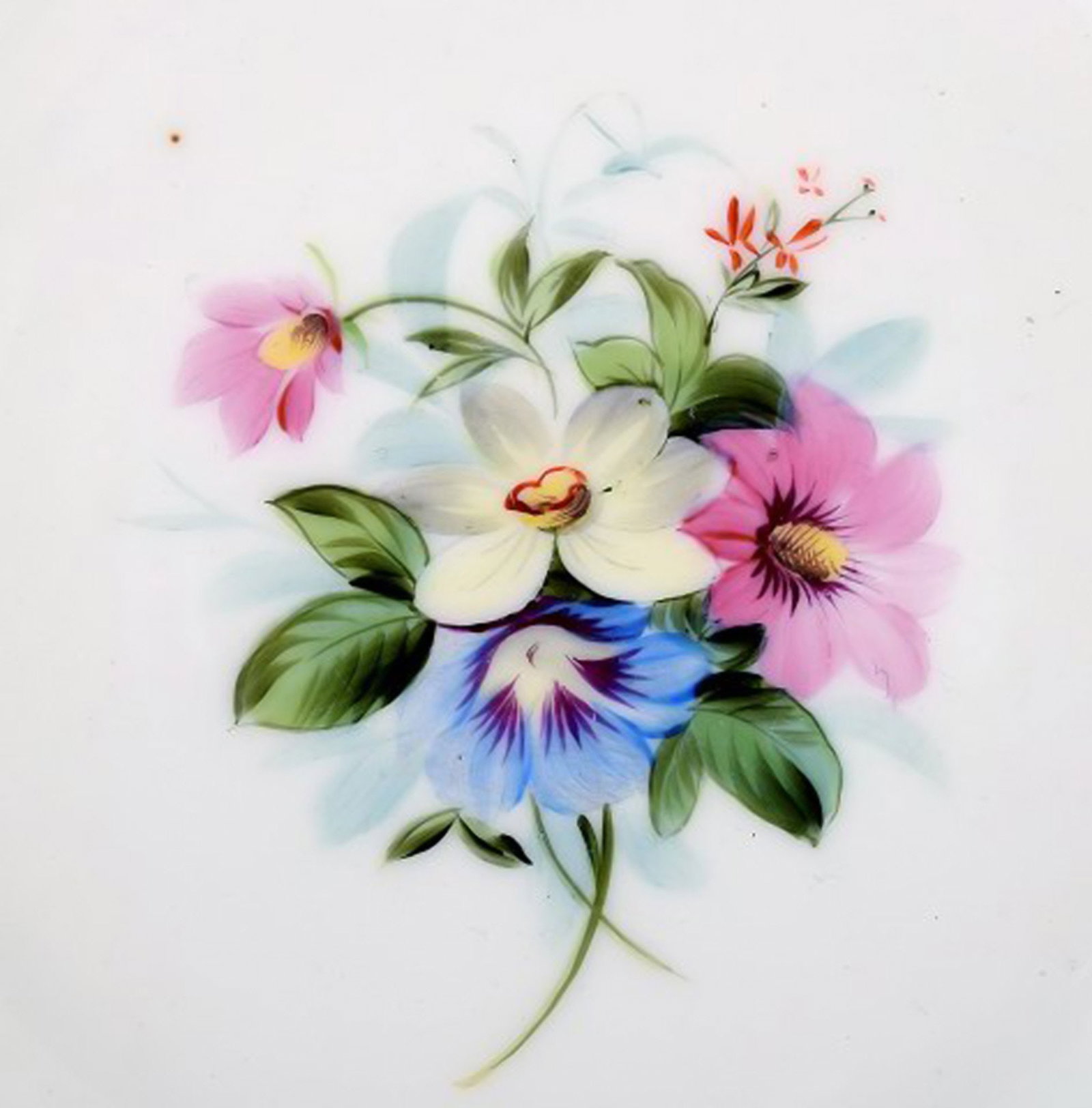 7 antique b&g bing & grøndahl deep plates. Hand painted with flowers. - 2
