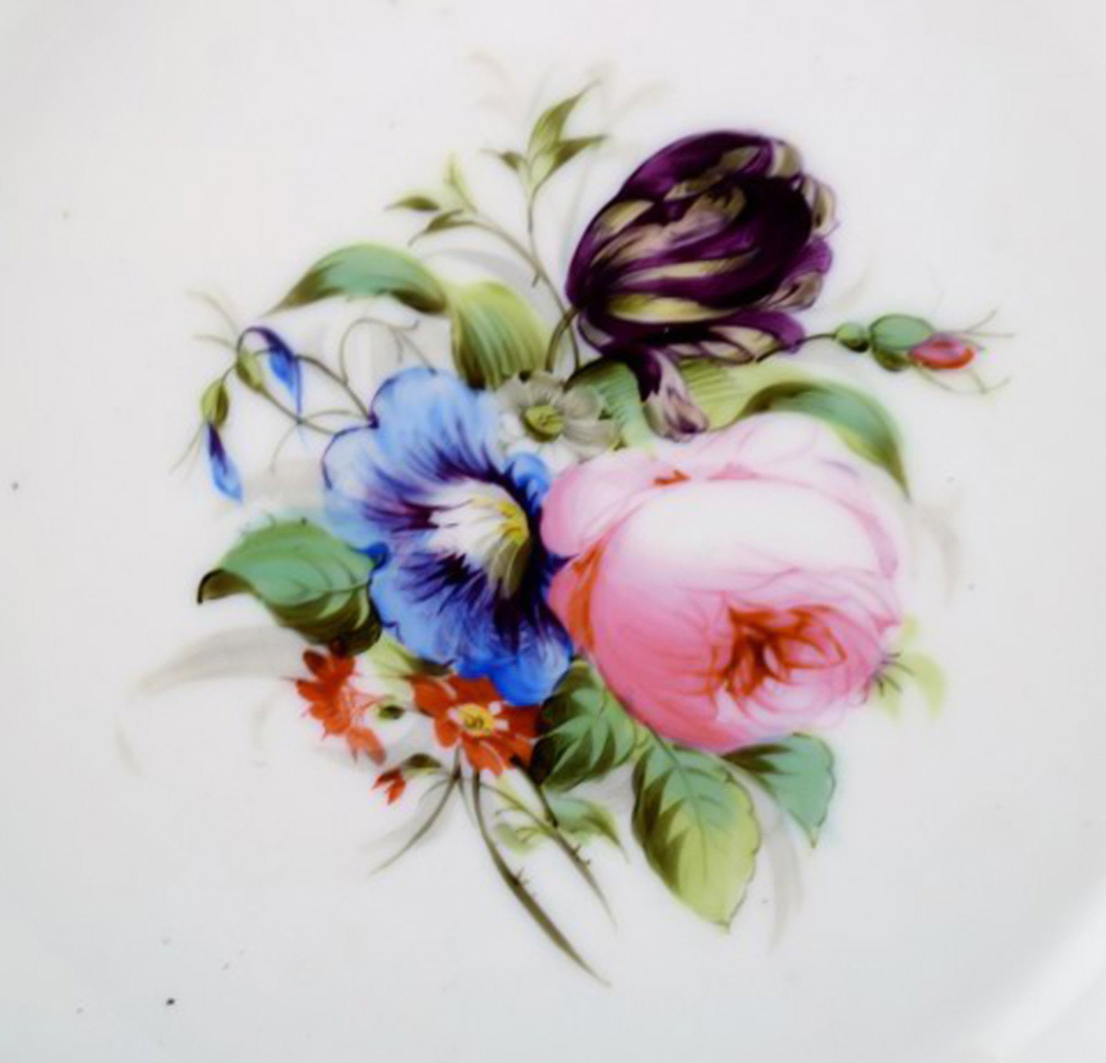 7 antique b&g bing & grøndahl deep plates. Hand painted with flowers. - 3