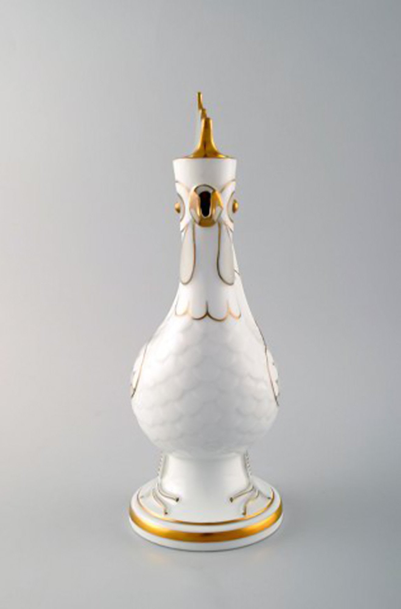 Bing & Grondahl/ B&G, Denmark. Jug of porcelain in the form of rooster, stopper with rooster comb. - 3
