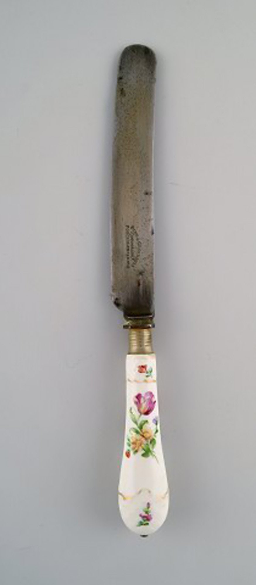 B & G, Bing & Grøndahl Saxon flower. Set of 8 antique large dinner knives. - 2