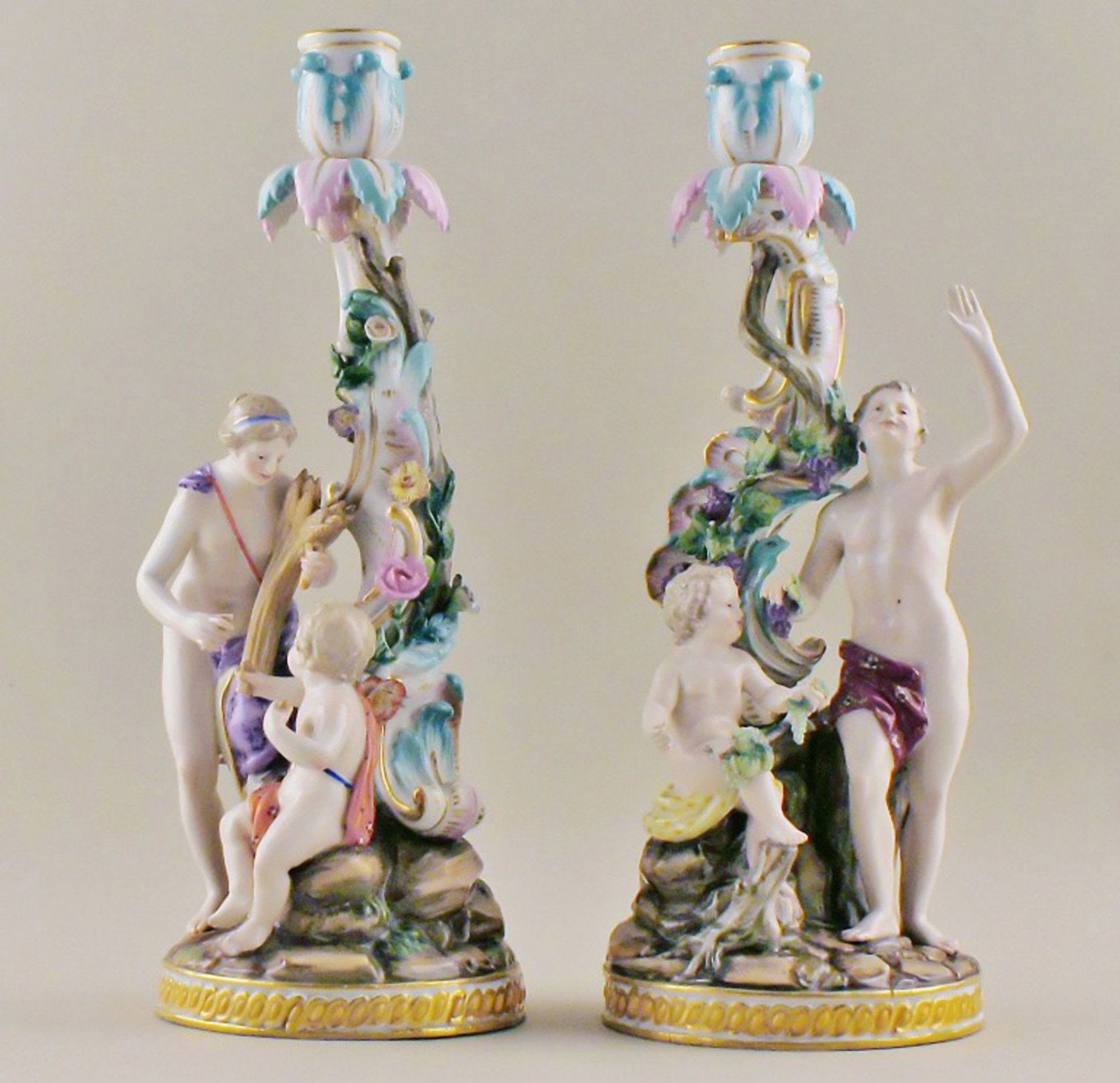Meissen, pair of antique candlesticks.: Brand: Meissen Meissen, pair of antique candlesticks. Reserve: $2,100.00 Shipping: Domestic: Shipping rates are determined by destination International: Foreign shipping rates are determined by