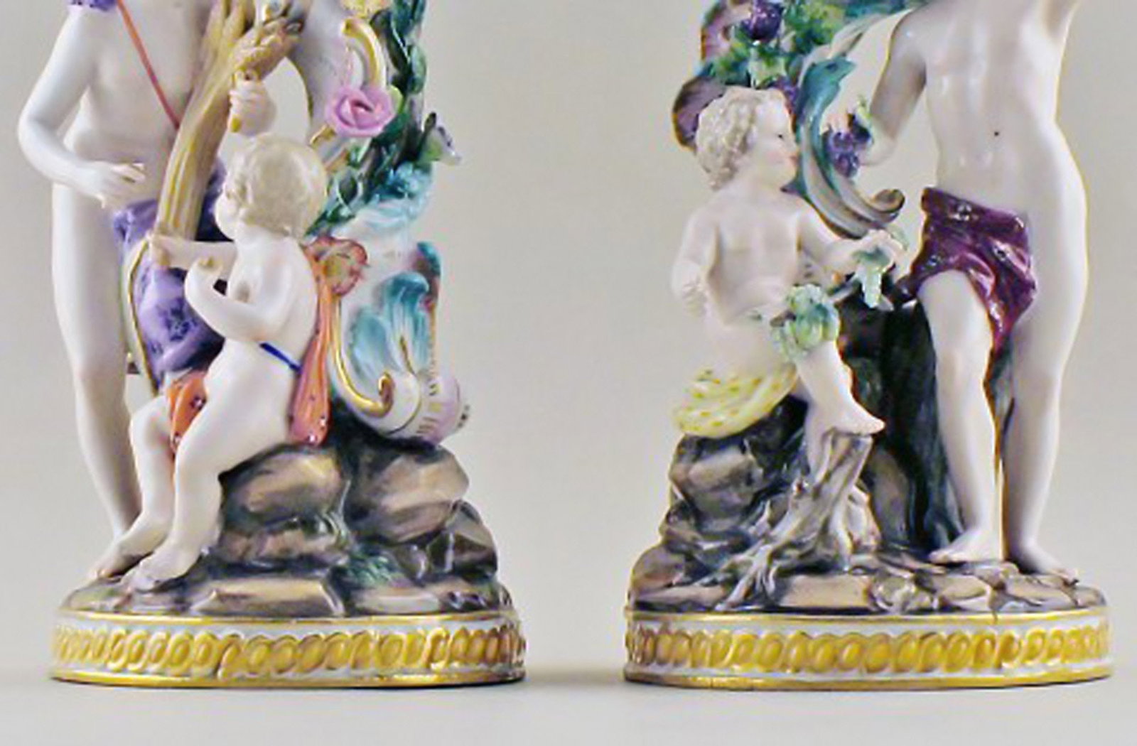 Meissen, pair of antique candlesticks. - 4