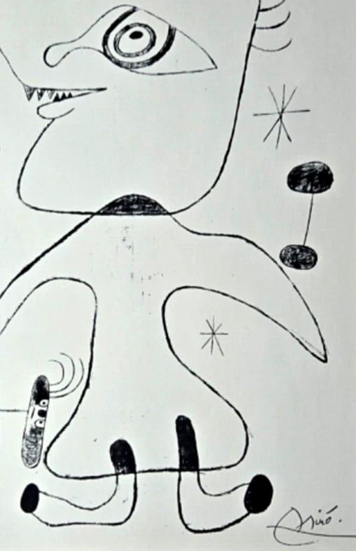Joan Miro | Vintage 1958 Signed Colorful Print | Mounted and Framed - 2