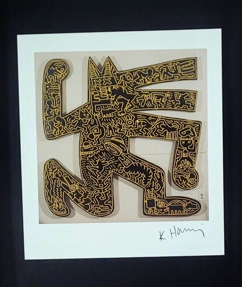 KEITH HARING + VINTAGE 1989 PRINT SIGNED MOUNTED AND FRAMED - 2