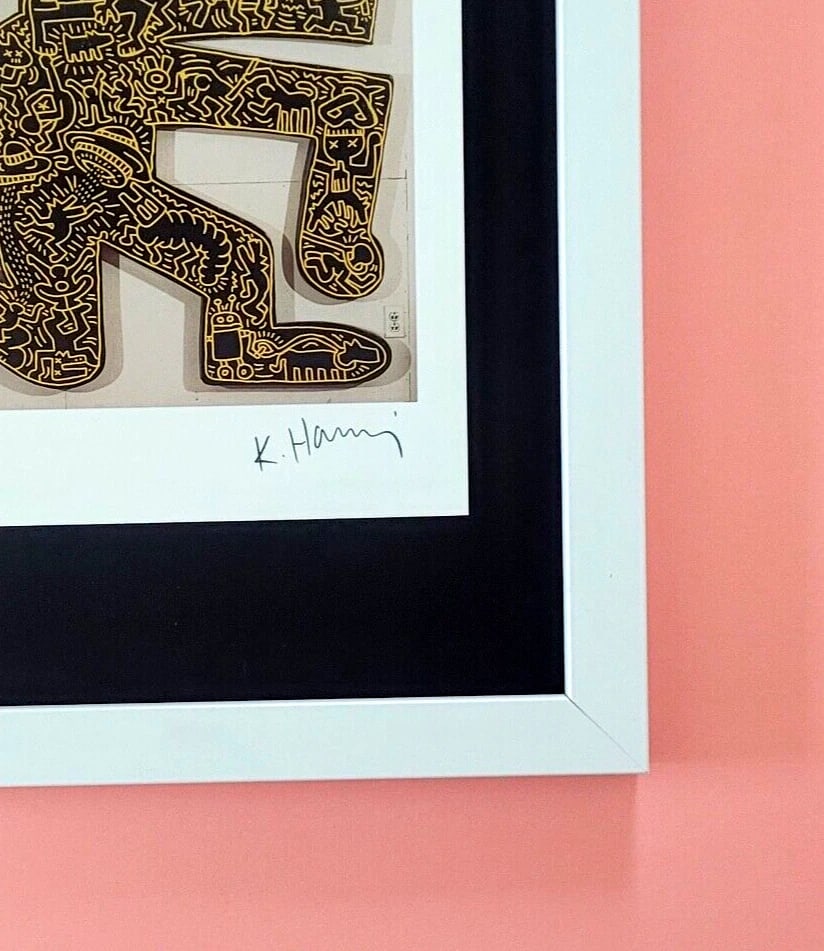 KEITH HARING + VINTAGE 1989 PRINT SIGNED MOUNTED AND FRAMED - 3
