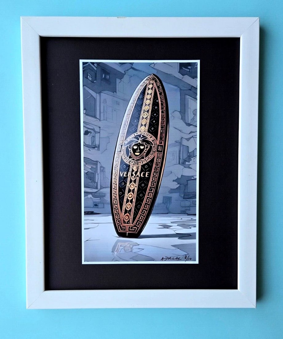 ALEXANDER DULAC | MY VERSACE LUXE SURFBOARD Hand Signed Authentic Only 10 COA: My art is a celebration of the grandeur and splendor of the Legends of our Time. Through my portraits, I seek to immortalize those who not only define but also inspire aspiration and luxury in our con