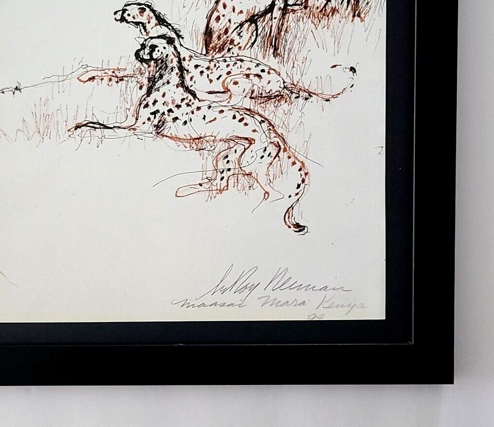 LeRoy Neiman 1994 Signed Pop Art Print Africa Safari Mounted and Framed - 2