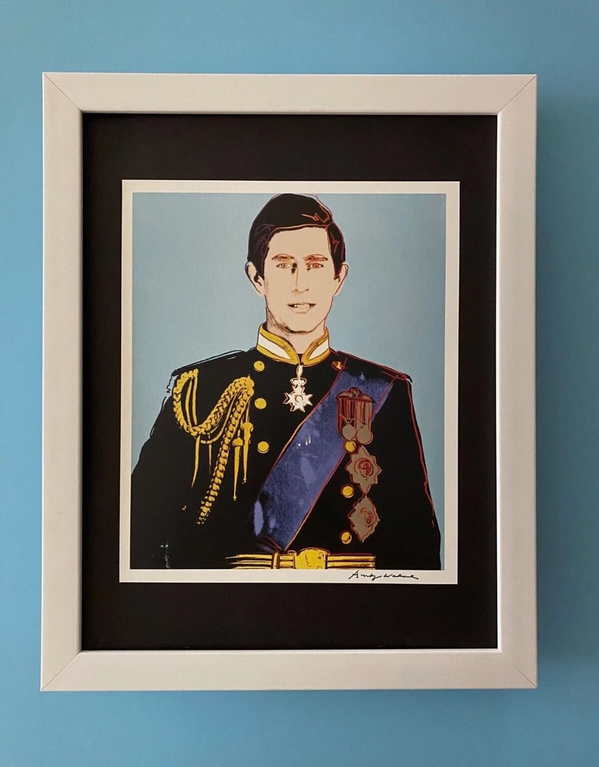 Andy Warhol | Vintage 1984 Prince Charles King Print Signed | Mounted and Framed: Facsimile Signature in ink Art Print is about 9 X 9 in. This piece is mounted on a 11 x 14 in. black acid free premium black board. .Framed. This is an Original Vintage 1984 Print. Reserve: $120.00 Sh
