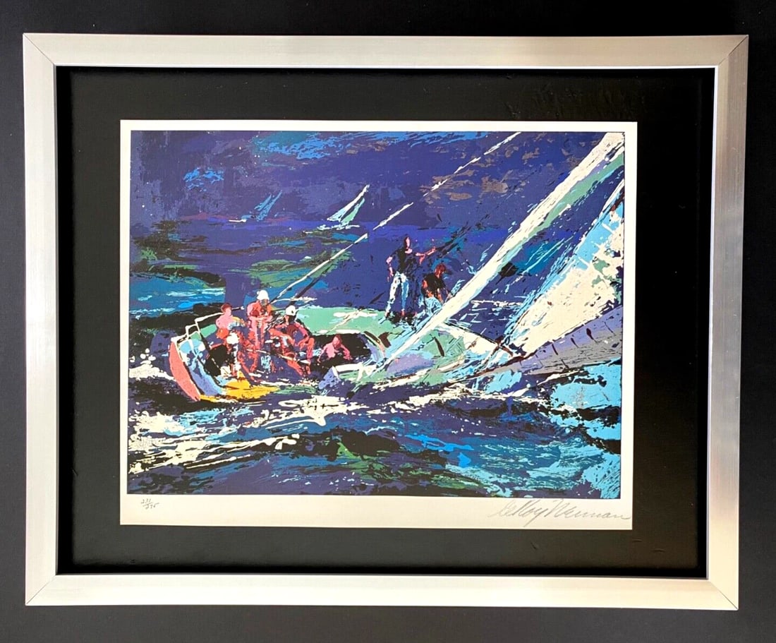 LeRoy Neiman "Sailing" Signed Pop Art Mounted and Framed!: Original 1991 Print After Leroy Neiman " Sailing " Signed on the Plate This piece is mounted on a 11 x 14 in. black acid free premium black board. Framed covers an area of 15x12in. Reserve: $120.00 Sh