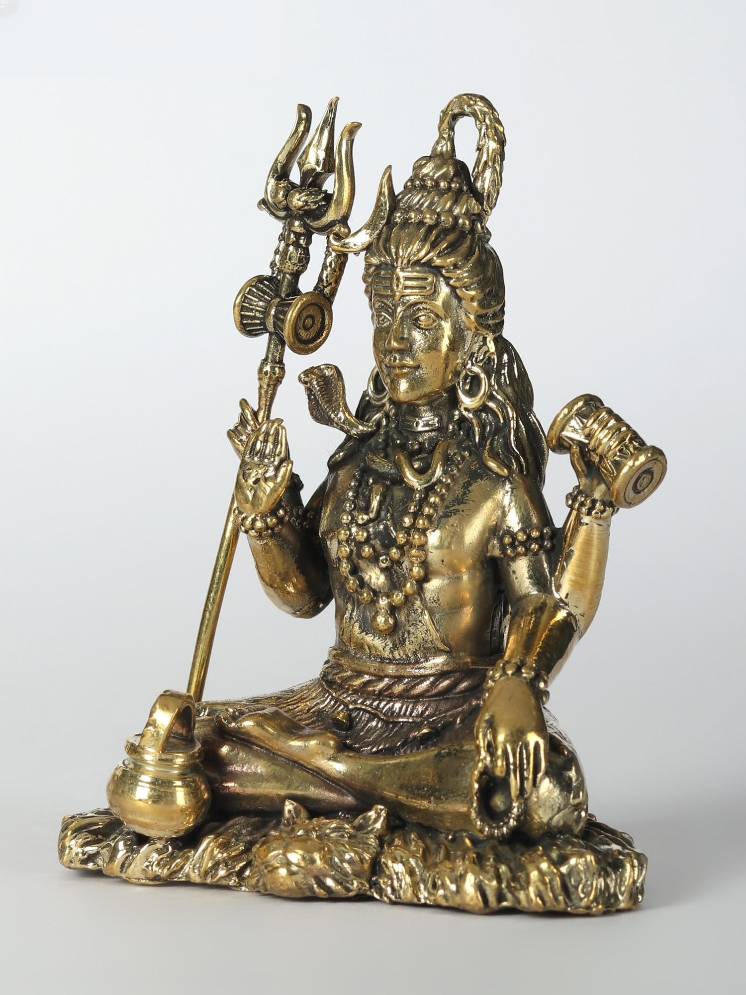 Superfine Idol of Bhole Shankara Small Brass Statue - 2