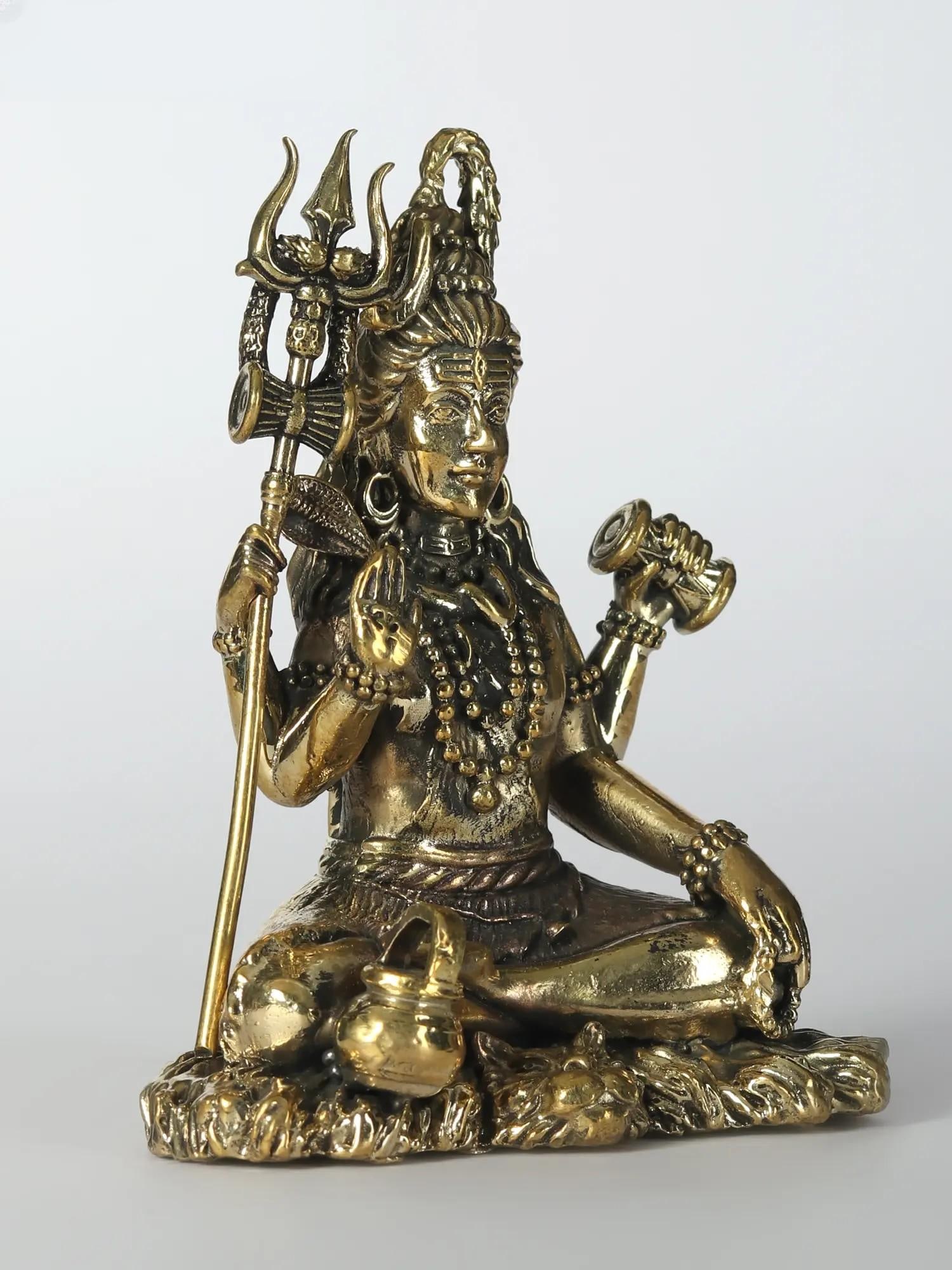 Superfine Idol of Bhole Shankara Small Brass Statue - 2