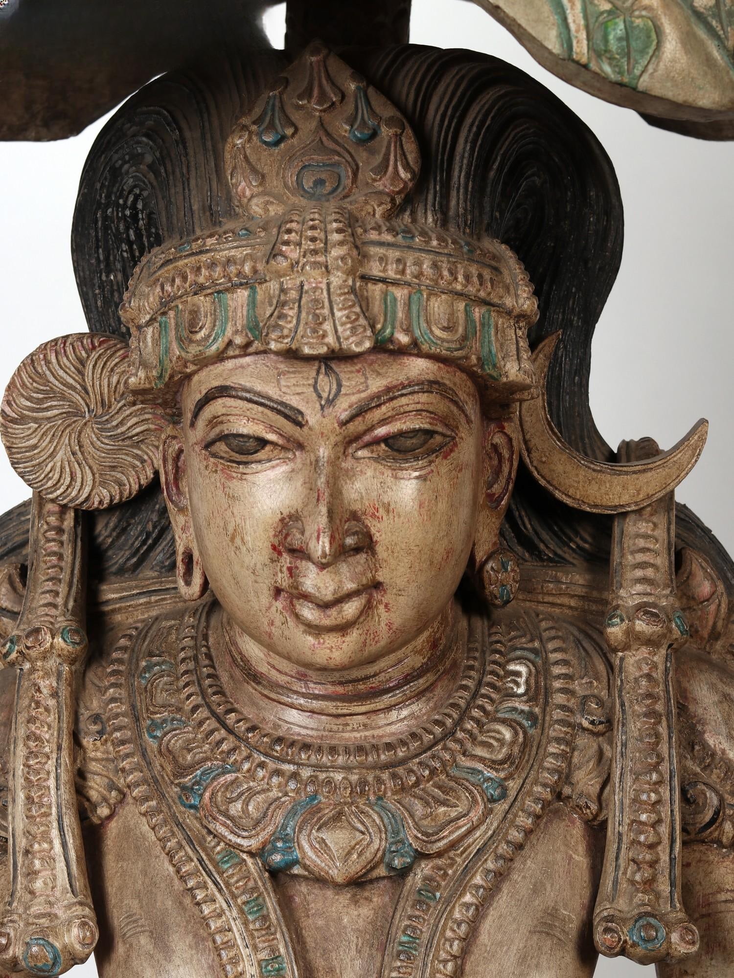 48" Wood Carved Dakshinamurti (Lord Shiva) - God of Wisdom - 2