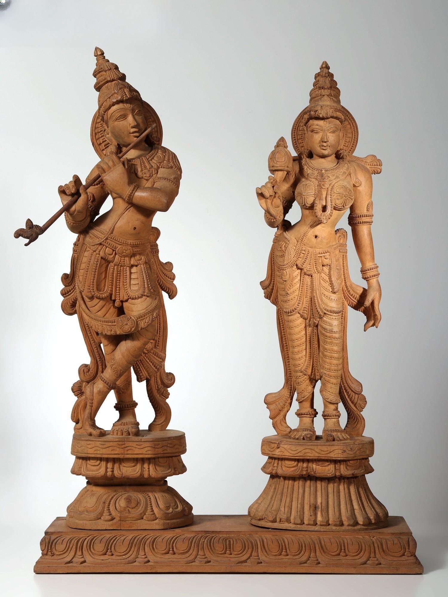 25" Standing Radha Krishna | Wood Carved Statue: Title: 25" Standing Radha Krishna | Wood Carved Statue Description: Additional Information: Hindu Gods & Goddesses Statues Reserve: $1,030.00 Shipping: Domestic: Flat-rate of $114.00 to anywhere withi