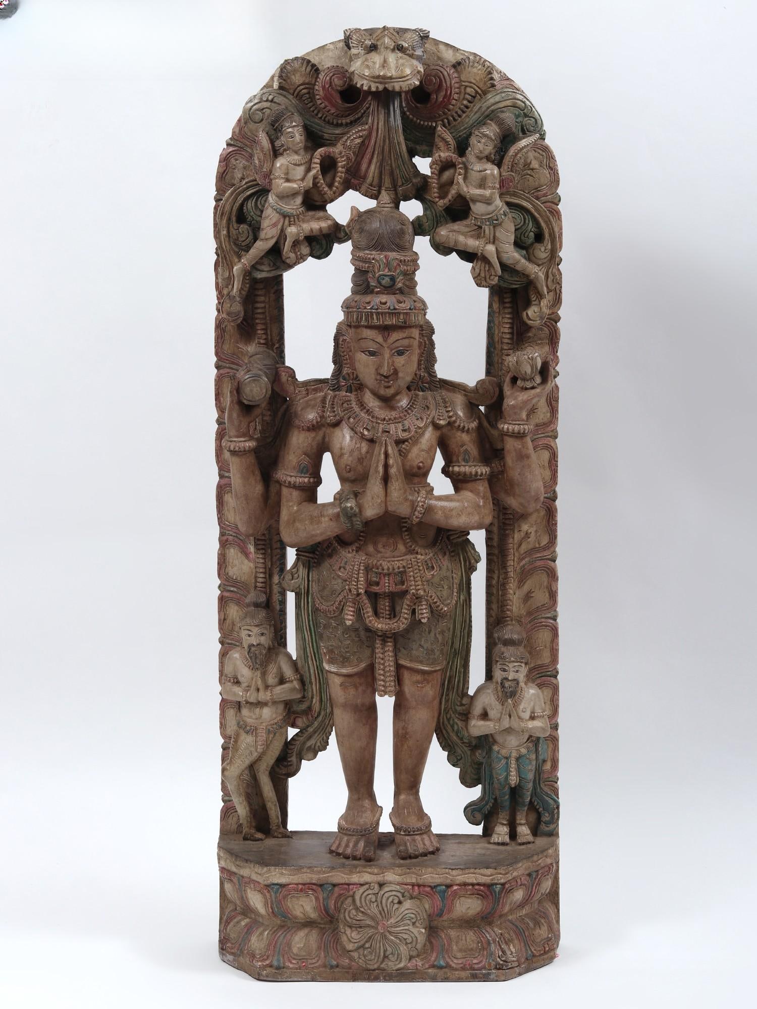 48" Large Standing Lord Shiva in Namaskar Mudra | Wood Carved Statue: Title: 48" Large Standing Lord Shiva in Namaskar Mudra | Wood Carved Statue Description: Additional Information: Hindu Gods & Goddesses Statues Reserve: $1,444.00 Shipping: Domestic: Flat-rate of $160
