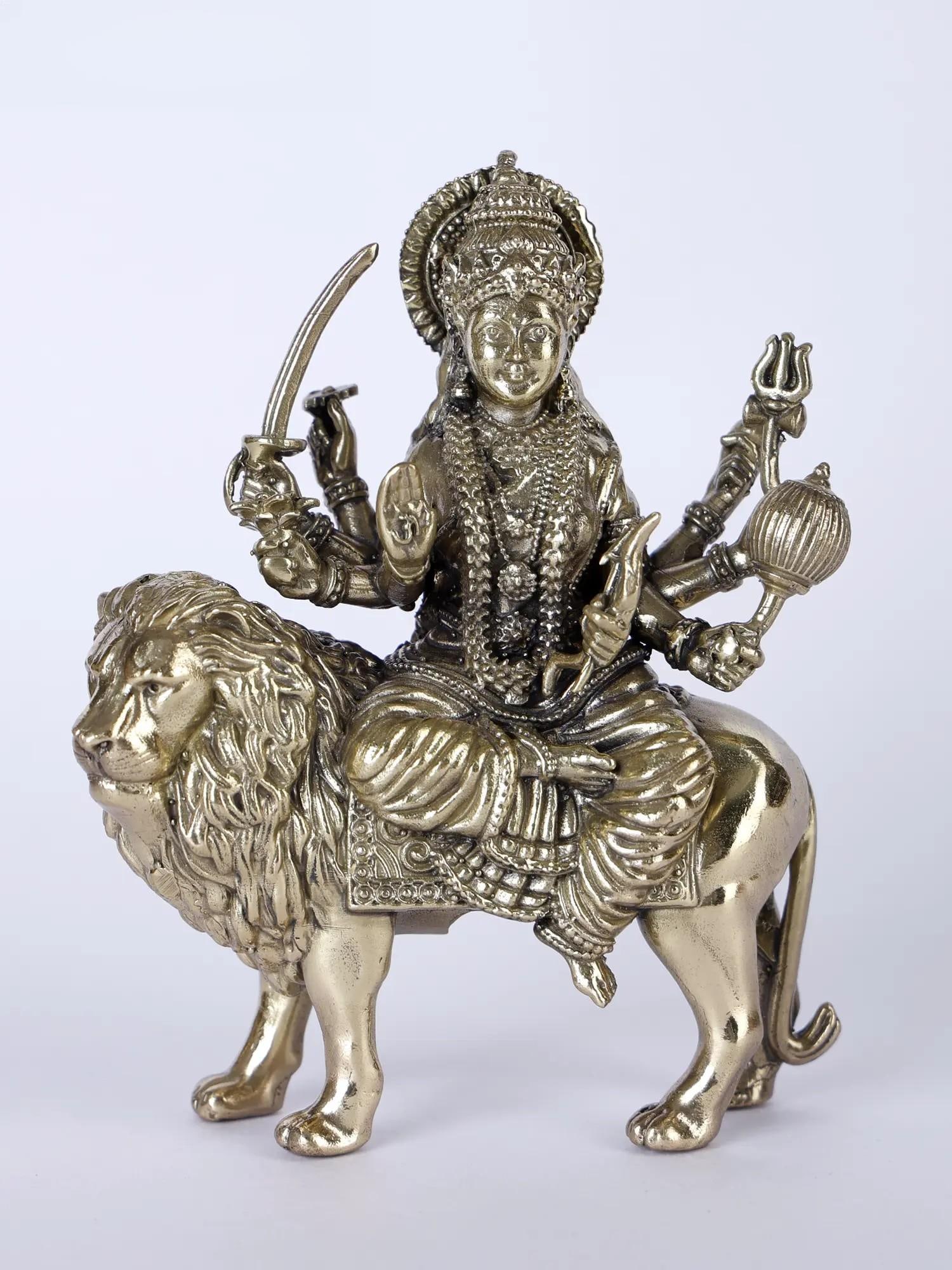 Attractive Statue of Goddess Durga (Multiple Sizes) | Handmade Brass Idol (1 of 2)