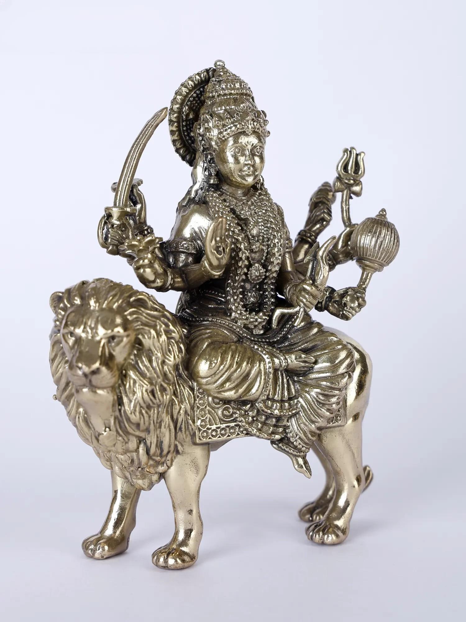 Attractive Statue of Goddess Durga (Multiple Sizes) | Handmade Brass Idol - 2