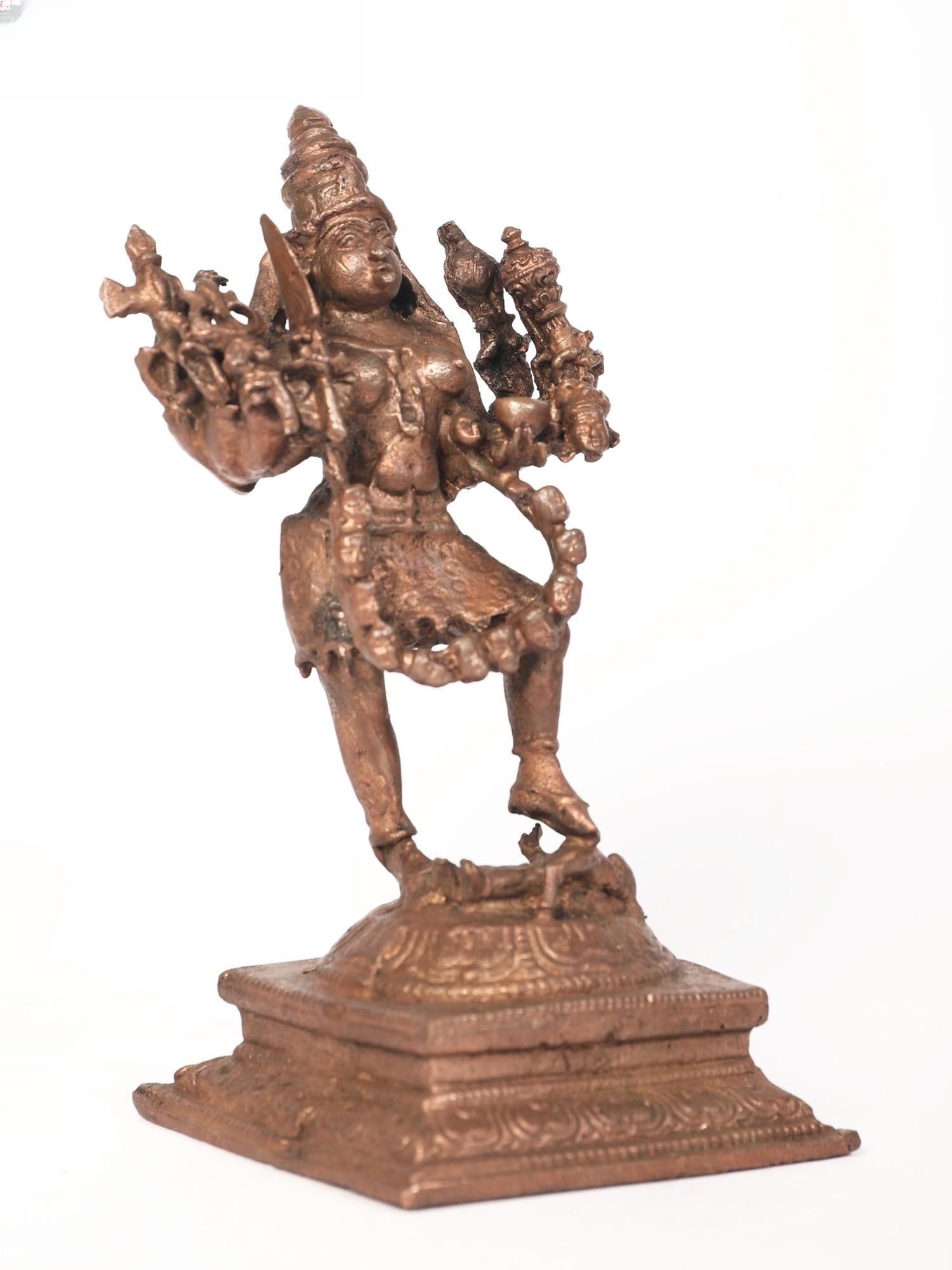 5" Small Goddess Kali Copper Statue - 2