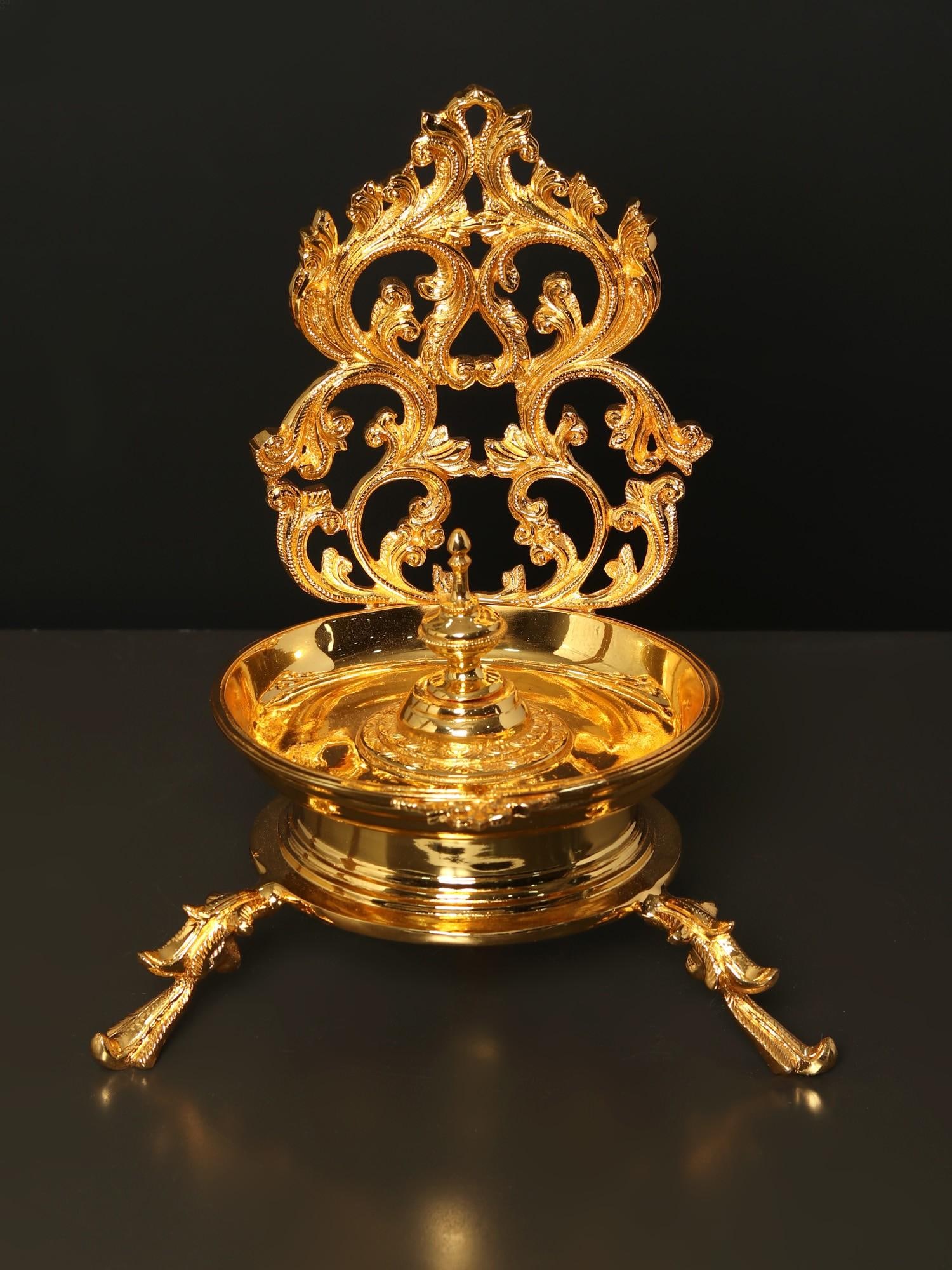 12" Designer Lamp with Stand | Brass with Superfine 24 Karat Gold Plating (1 of 2)