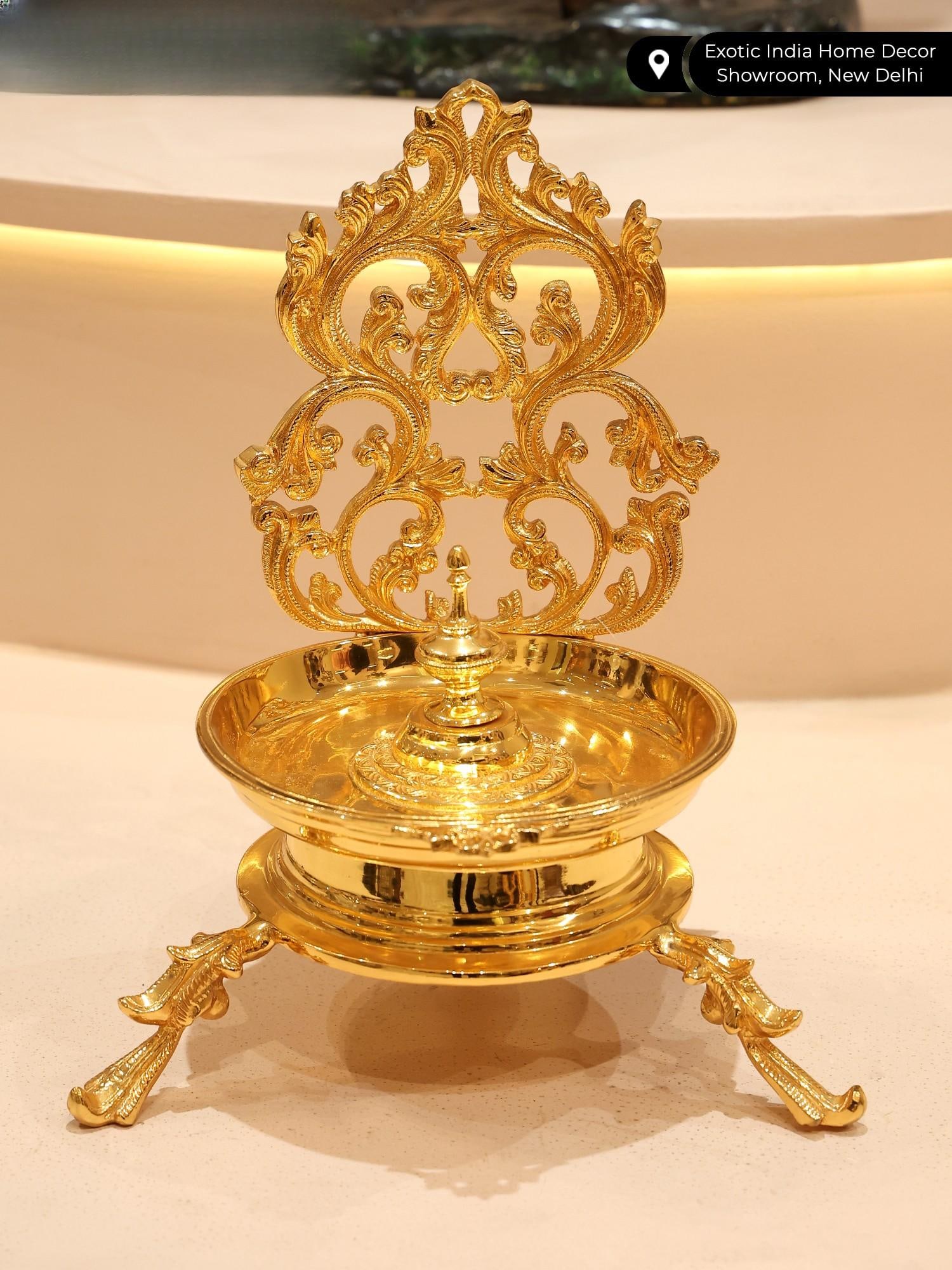 12" Designer Lamp with Stand | Brass with Superfine 24 Karat Gold Plating - 2