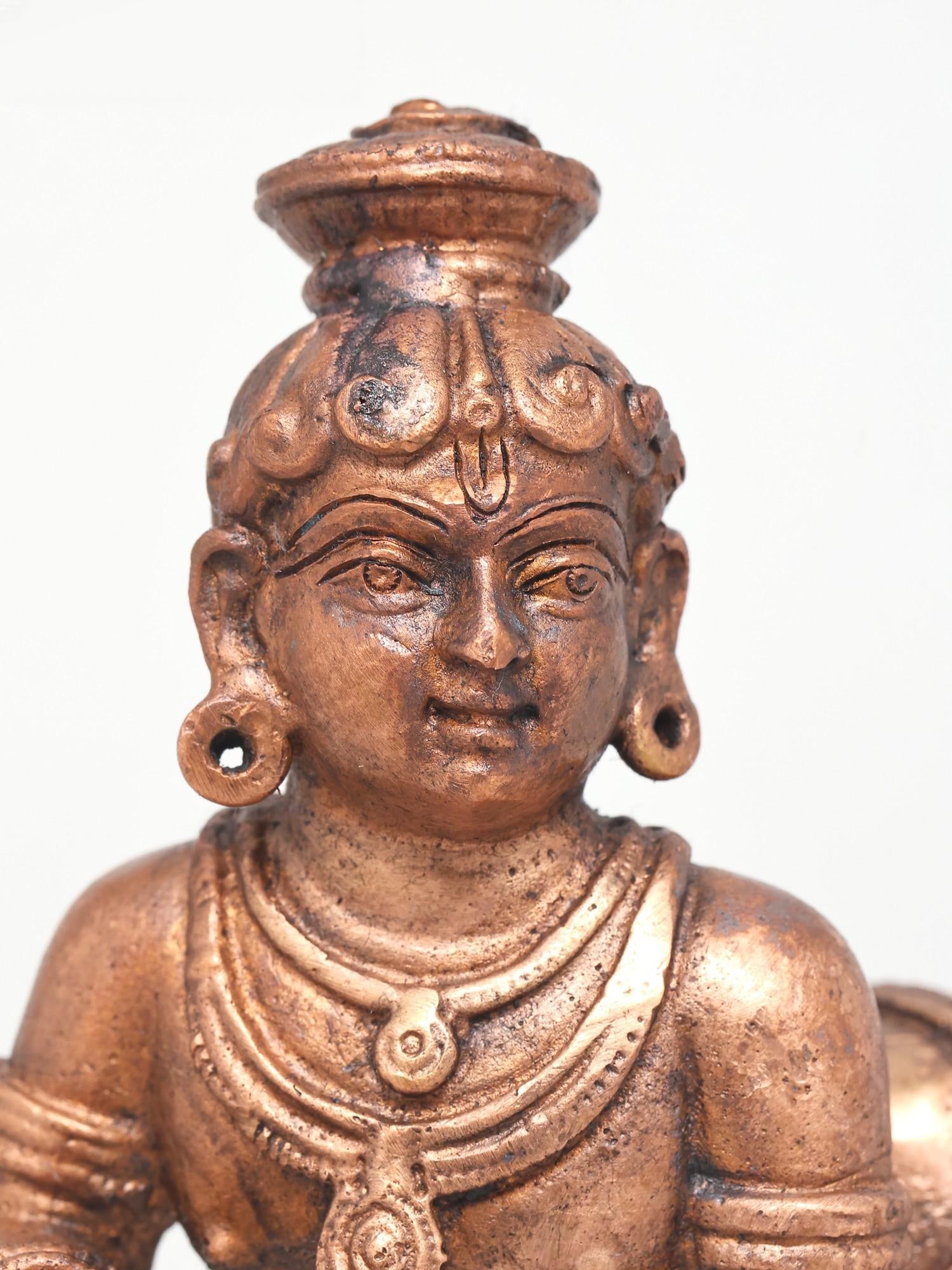 4" Small Laddu Gopal Krishna | Copper Statue - 2