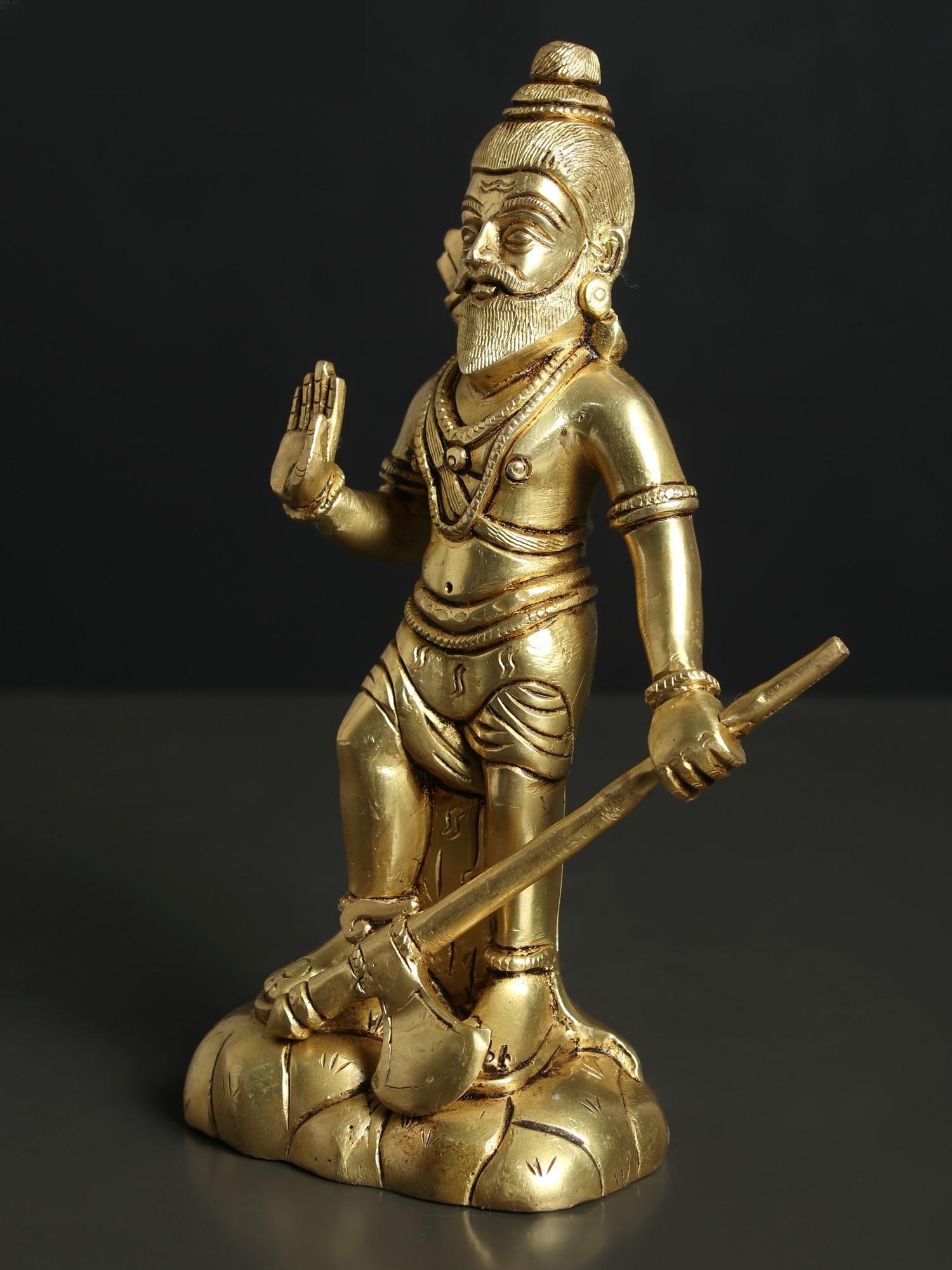 7" Lord Parashurama | Brass Statue - 2